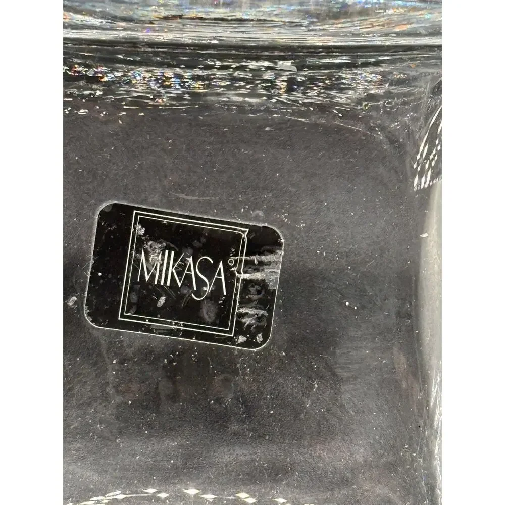 🌿 Mikasa Etched Glass Vase Square Column Floral Design 11.75” Tall